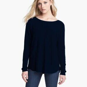Vince Navy Wool Cashmere Boat Neck Sweater